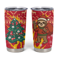 Venezuela Christmas Tumbler Cup with Santa Sloth Christmas Tree Stars and Red Festive - Wonder Print Shop
