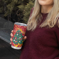 Venezuela Christmas Tumbler Cup with Santa Sloth Christmas Tree Stars and Red Festive - Wonder Print Shop