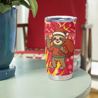 Venezuela Christmas Tumbler Cup with Santa Sloth Christmas Tree Stars and Red Festive - Wonder Print Shop