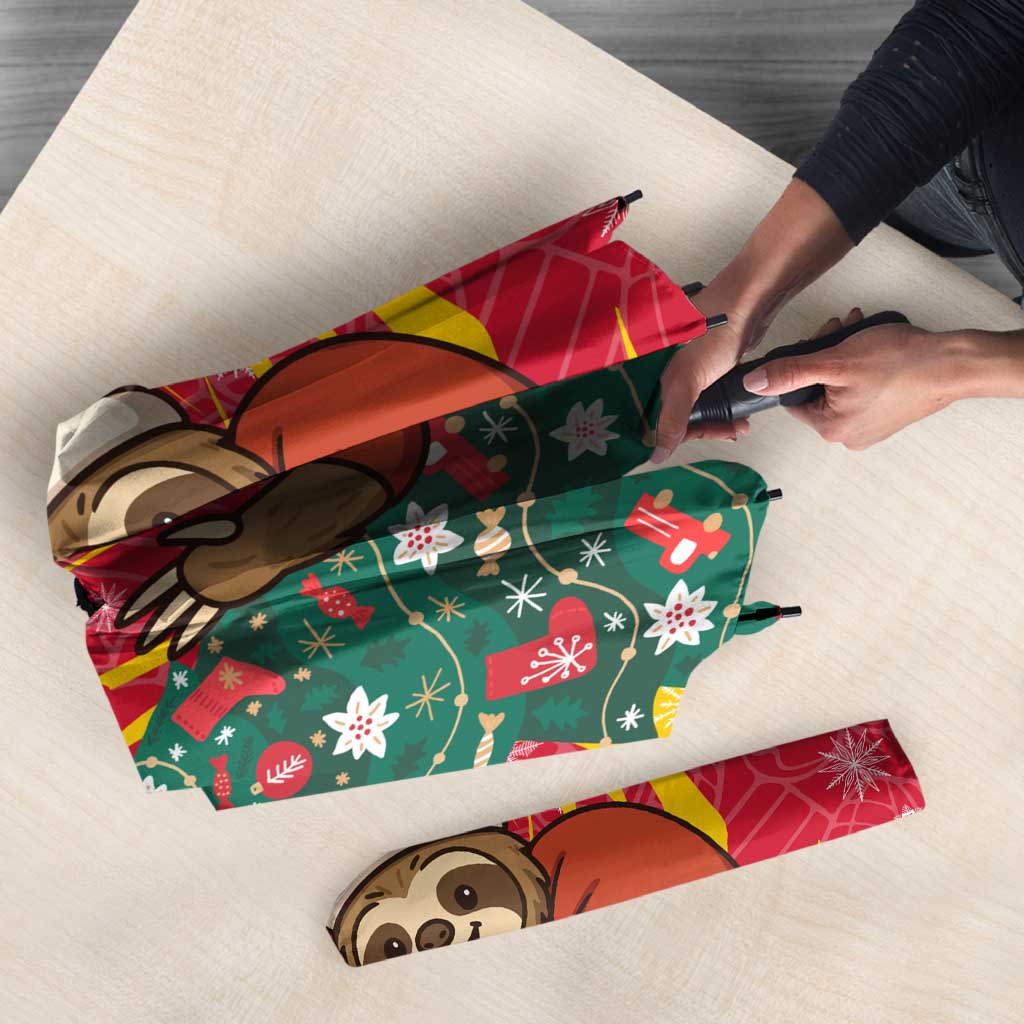 Venezuela Christmas Umbrella with Santa Sloth Christmas Tree Stars and Red Festive - Wonder Print Shop