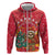 Venezuela Christmas Zip Hoodie with Santa Sloth Christmas Tree Stars and Red Festive - Wonder Print Shop