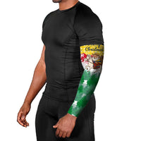 Venezuela Christmas Arm Sleeves with Santa on Horse Traditional Outfit Snowflakes and Yellow Plaid - Wonder Print Shop