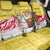 Venezuela Christmas Back Car Seat Cover with Santa on Horse Traditional Outfit Snowflakes and Yellow Plaid - Wonder Print Shop