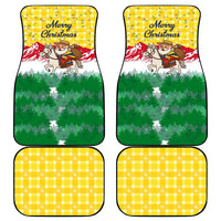 Venezuela Christmas Car Mats with Santa on Horse Traditional Outfit Snowflakes and Yellow Plaid - Wonder Print Shop