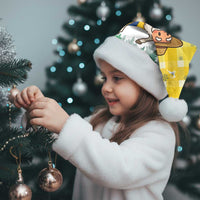 Venezuela Christmas Santa Hat with Santa on Horse Traditional Outfit Snowflakes and Yellow Plaid - Wonder Print Shop