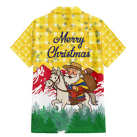 Venezuela Christmas Family Matching Mermaid Dress and Hawaiian Shirt with Santa on Horse Traditional Outfit Snowflakes and Yellow Plaid - Wonder Print Shop