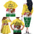 Venezuela Christmas Family Matching Off The Shoulder Long Sleeve Dress and Hawaiian Shirt with Santa on Horse Traditional Outfit Snowflakes and Yellow Plaid - Wonder Print Shop