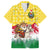 Venezuela Christmas Family Matching Off The Shoulder Long Sleeve Dress and Hawaiian Shirt with Santa on Horse Traditional Outfit Snowflakes and Yellow Plaid - Wonder Print Shop