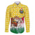 Venezuela Christmas Family Matching Off The Shoulder Long Sleeve Dress and Hawaiian Shirt with Santa on Horse Traditional Outfit Snowflakes and Yellow Plaid - Wonder Print Shop