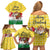 Venezuela Christmas Family Matching Off Shoulder Short Dress and Hawaiian Shirt with Santa on Horse Traditional Outfit Snowflakes and Yellow Plaid - Wonder Print Shop
