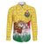Venezuela Christmas Family Matching Off Shoulder Short Dress and Hawaiian Shirt with Santa on Horse Traditional Outfit Snowflakes and Yellow Plaid - Wonder Print Shop