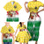 Venezuela Christmas Family Matching Short Sleeve Bodycon Dress and Hawaiian Shirt with Santa on Horse Traditional Outfit Snowflakes and Yellow Plaid - Wonder Print Shop