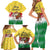 Venezuela Christmas Family Matching Short Sleeve Bodycon Dress and Hawaiian Shirt with Santa on Horse Traditional Outfit Snowflakes and Yellow Plaid - Wonder Print Shop