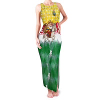 Venezuela Christmas Family Matching Tank Maxi Dress and Hawaiian Shirt with Santa on Horse Traditional Outfit Snowflakes and Yellow Plaid - Wonder Print Shop