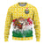 Venezuela Christmas Ugly Christmas Sweater with Santa on Horse Traditional Outfit Snowflakes and Yellow Plaid - Wonder Print Shop