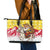 Venezuela Christmas Leather Tote Bag with Santa on Horse Traditional Outfit Snowflakes and Yellow Plaid - Wonder Print Shop