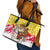 Venezuela Christmas Leather Tote Bag with Santa on Horse Traditional Outfit Snowflakes and Yellow Plaid - Wonder Print Shop