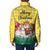 Venezuela Christmas Padded Jacket with Santa on Horse Traditional Outfit Snowflakes and Yellow Plaid - Wonder Print Shop