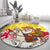 Venezuela Christmas Round Carpet with Santa on Horse Traditional Outfit Snowflakes and Yellow Plaid - Wonder Print Shop