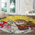 Venezuela Christmas Round Carpet with Santa on Horse Traditional Outfit Snowflakes and Yellow Plaid - Wonder Print Shop