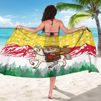 Venezuela Christmas Sarong with Santa on Horse Traditional Outfit Snowflakes and Yellow Plaid - Wonder Print Shop