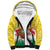 Venezuela Christmas Sherpa Hoodie with Santa on Horse Traditional Outfit Snowflakes and Yellow Plaid - Wonder Print Shop