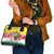 Venezuela Christmas Shoulder Handbag with Santa on Horse Traditional Outfit Snowflakes and Yellow Plaid - Wonder Print Shop