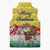 Venezuela Christmas Sleeveless Puffer Jacket with Santa on Horse Traditional Outfit Snowflakes and Yellow Plaid - Wonder Print Shop