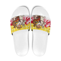 Venezuela Christmas Slide Sandals with Santa on Horse Traditional Outfit Snowflakes and Yellow Plaid - Wonder Print Shop