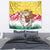 Venezuela Christmas Tapestry with Santa on Horse Traditional Outfit Snowflakes and Yellow Plaid - Wonder Print Shop