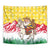 Venezuela Christmas Tapestry with Santa on Horse Traditional Outfit Snowflakes and Yellow Plaid - Wonder Print Shop