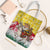 Venezuela Christmas Tote Bag with Santa on Horse Traditional Outfit Snowflakes and Yellow Plaid - Wonder Print Shop
