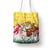 Venezuela Christmas Tote Bag with Santa on Horse Traditional Outfit Snowflakes and Yellow Plaid - Wonder Print Shop