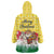 Venezuela Christmas Wearable Blanket Hoodie with Santa on Horse Traditional Outfit Snowflakes and Yellow Plaid - Wonder Print Shop