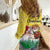Venezuela Christmas Women Casual Shirt with Santa on Horse Traditional Outfit Snowflakes and Yellow Plaid - Wonder Print Shop