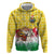 Venezuela Christmas Zip Hoodie with Santa on Horse Traditional Outfit Snowflakes and Yellow Plaid - Wonder Print Shop