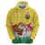 Venezuela Christmas Zip Hoodie with Santa on Horse Traditional Outfit Snowflakes and Yellow Plaid - Wonder Print Shop