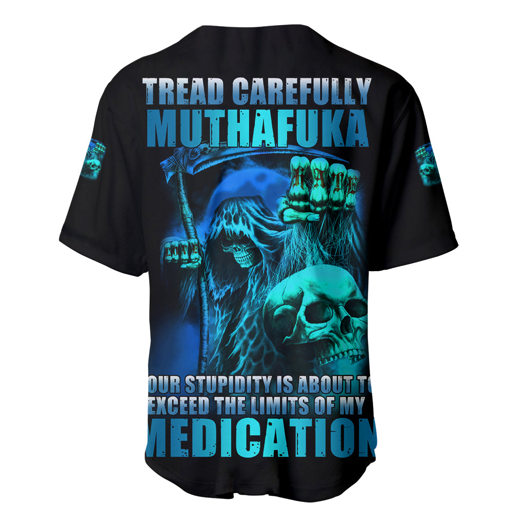 Tread Carefully Skull Baseball Jersey - Wonder Print Shop