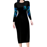 Tread Carefully Skull Family Matching Long Sleeve Bodycon Dress and Hawaiian Shirt - Wonder Print Shop