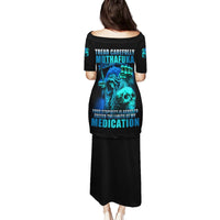 Tread Carefully Skull Family Matching Puletasi Dress and Hawaiian Shirt - Wonder Print Shop