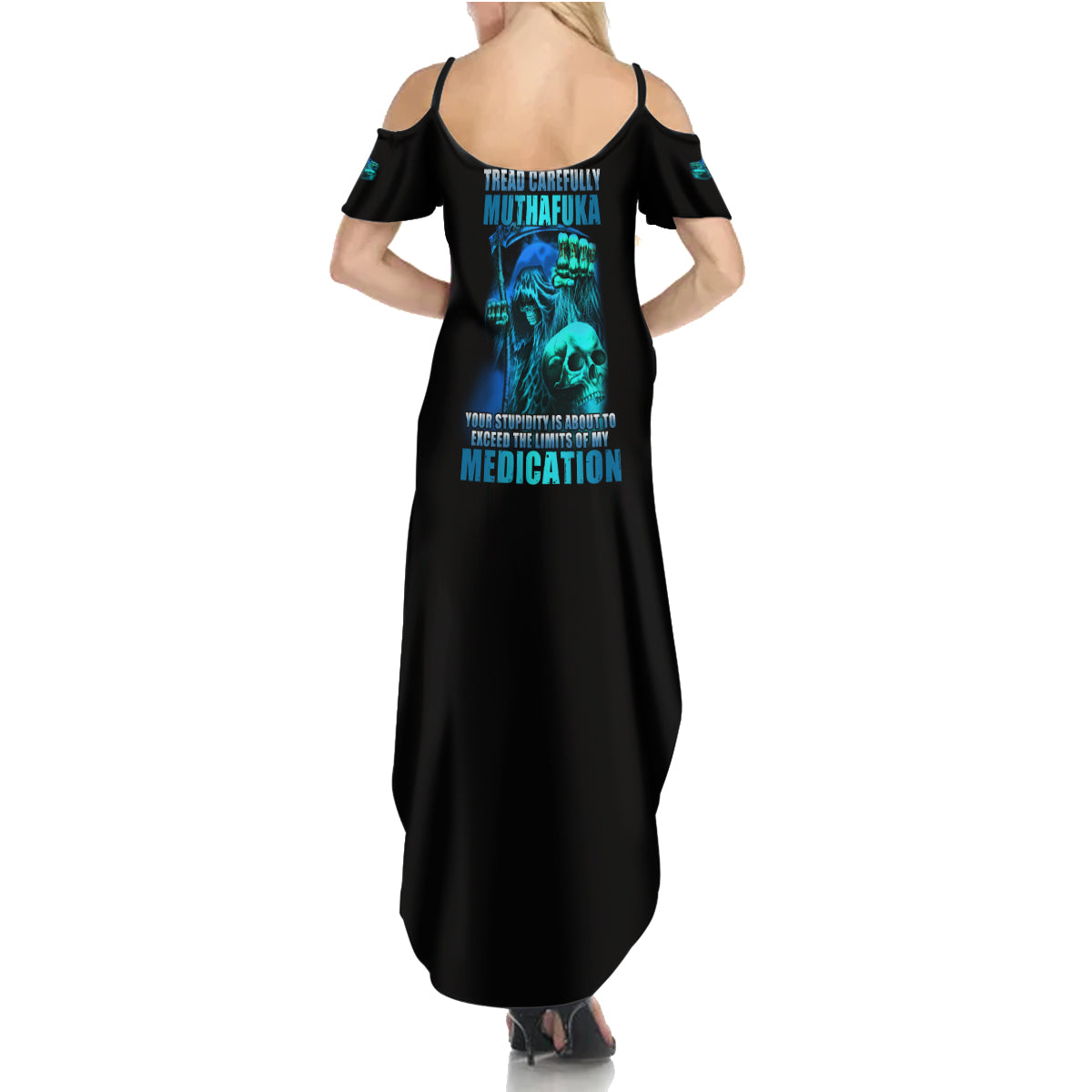 Tread Carefully Skull Family Matching Summer Maxi Dress and Hawaiian Shirt - Wonder Print Shop