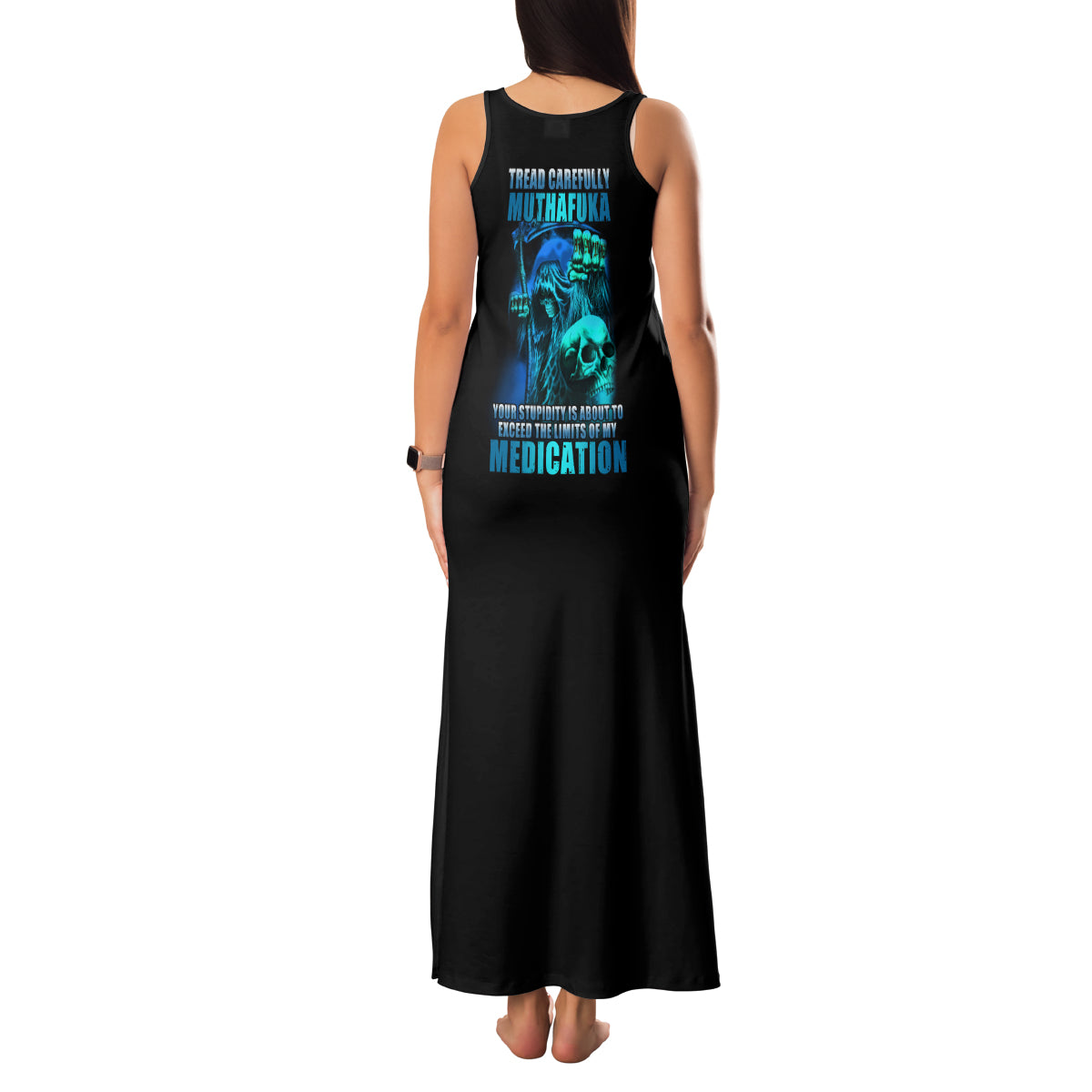 Tread Carefully Skull Family Matching Tank Maxi Dress and Hawaiian Shirt - Wonder Print Shop