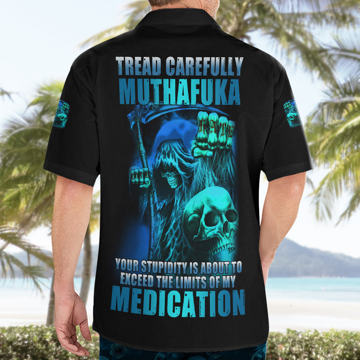 Tread Carefully Skull Hawaiian Shirt - Wonder Print Shop