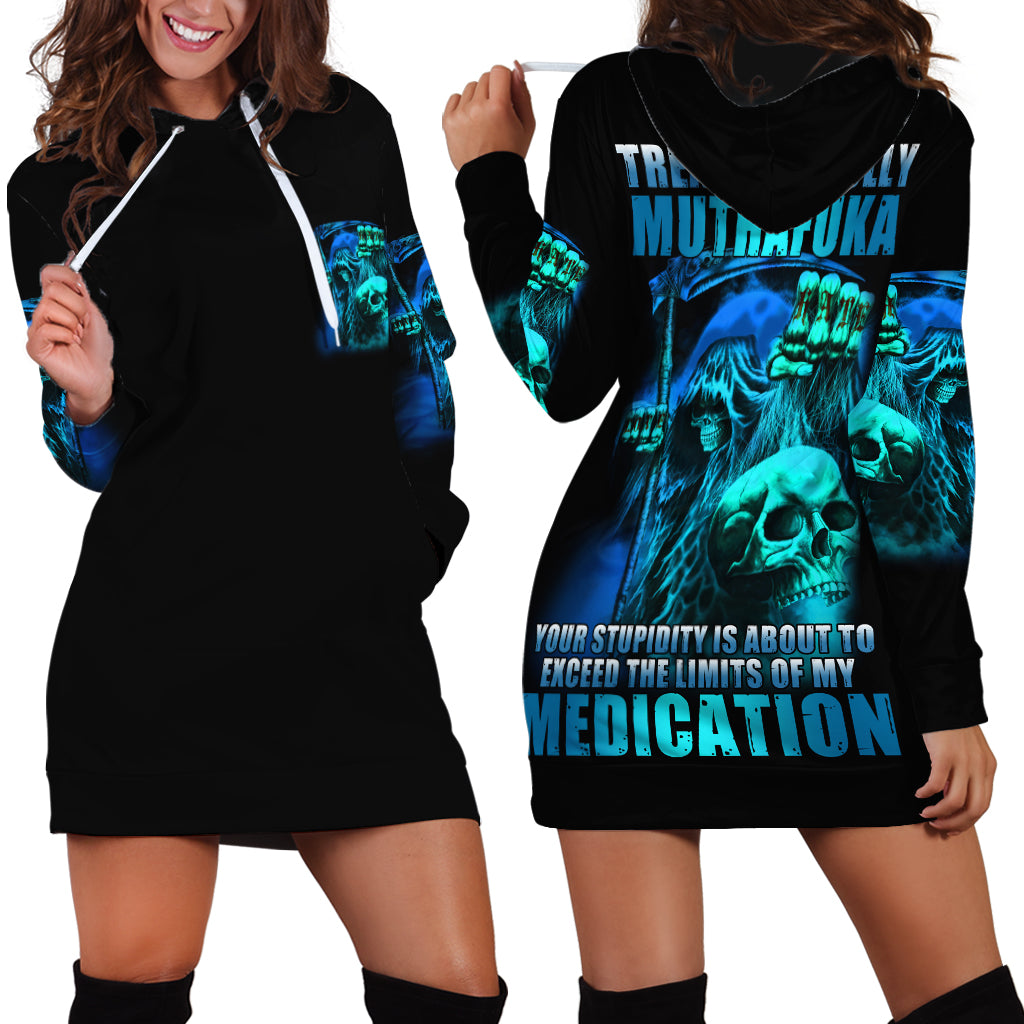 Tread Carefully Skull Hoodie Dress - Wonder Print Shop