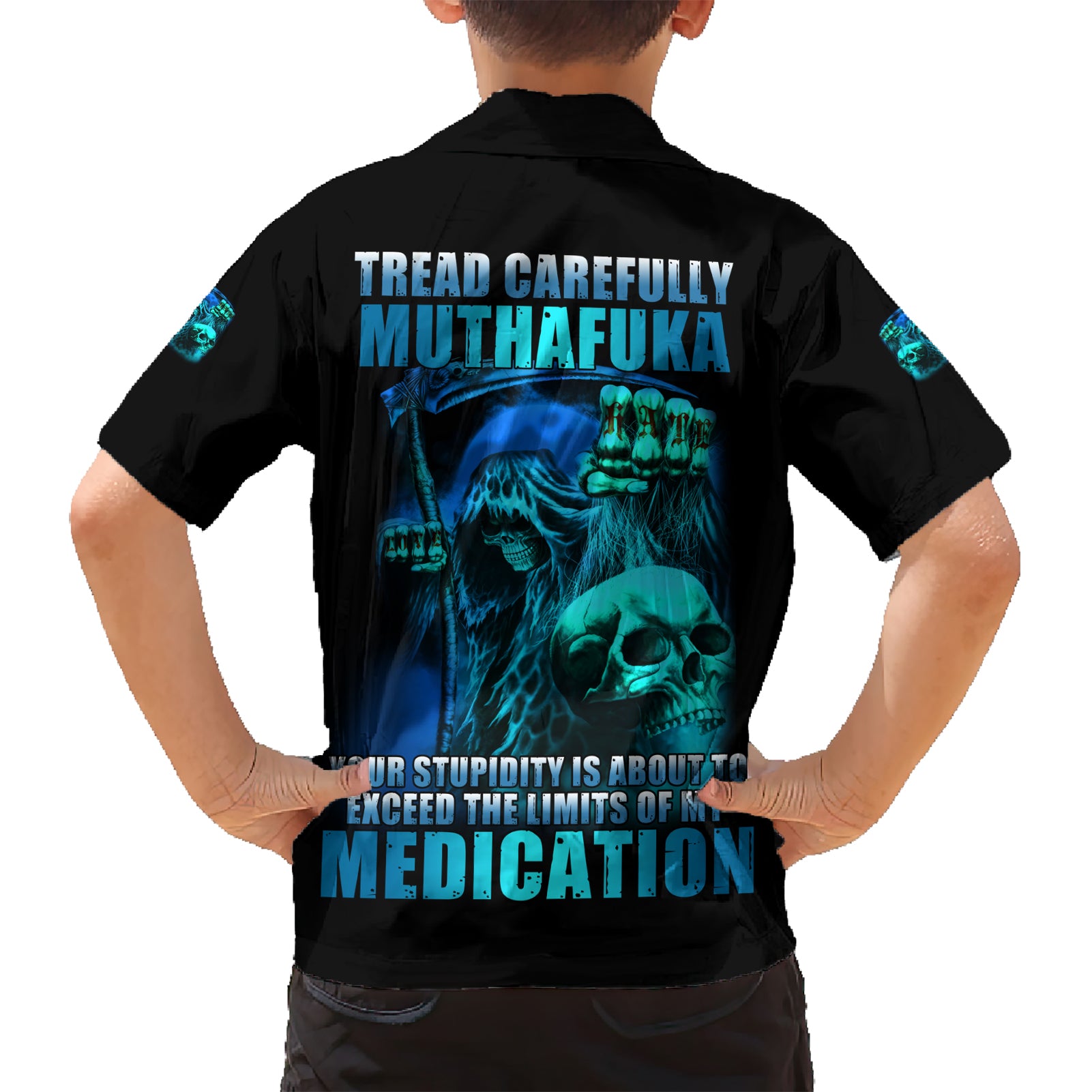 Tread Carefully Skull Kid Hawaiian Shirt - Wonder Print Shop