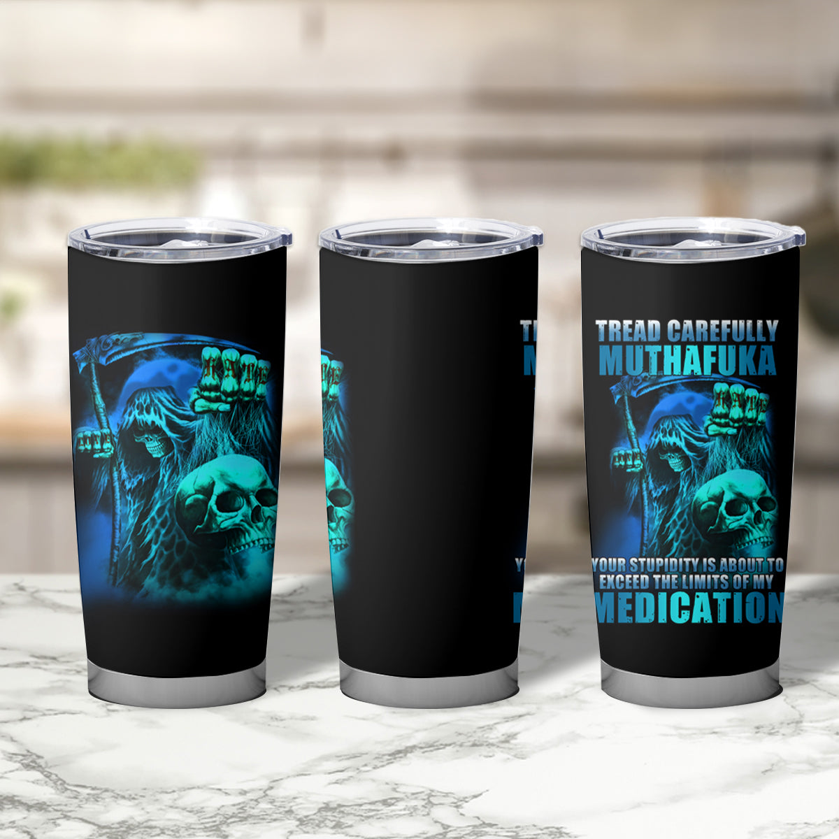 Tread Carefully Skull Tumbler Cup - Wonder Print Shop