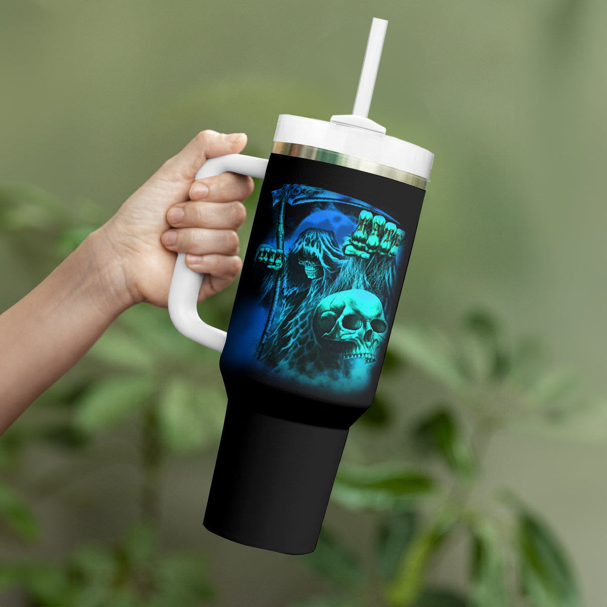 Tread Carefully Skull Tumbler With Handle - Wonder Print Shop
