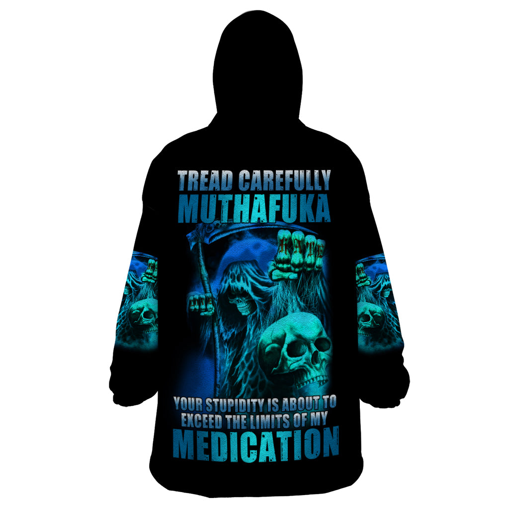 Tread Carefully Skull Wearable Blanket Hoodie - Wonder Print Shop