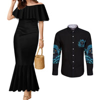 i-cant-go-to-hell-mad-reaper-skull-couples-matching-mermaid-dress-and-long-sleeve-button-shirt
