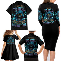 I Can't Go To Hell Mad Reaper Skull Family Matching Long Sleeve Bodycon Dress and Hawaiian Shirt - Wonder Print Shop